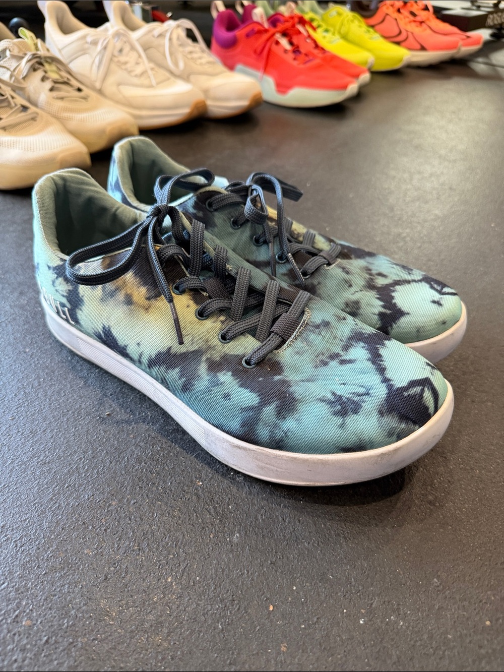 NOBULL Canvas Teal and Black Tie-Dye Athletic Sneakers